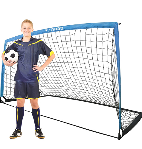 RUNBOW 9x5 ft Portable Kids Soccer Goal for Backyard Adult Junior Large Practice Soccer Net with Carry Bag